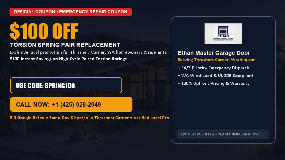 $100 OFF Dual High-Cycle Torsion Spring Replacement in Thrashers Corner, WA - Ethan Master Garage Door